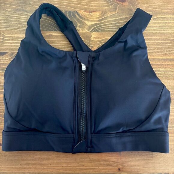Athleta Ultimate Black Zipper Front Sports Bra XS - Picture 1 of 5